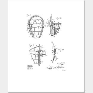 Baseball Catcher's Mask Vintage Patent Drawing Posters and Art